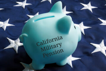 California Military Pension piggy bank with American flag